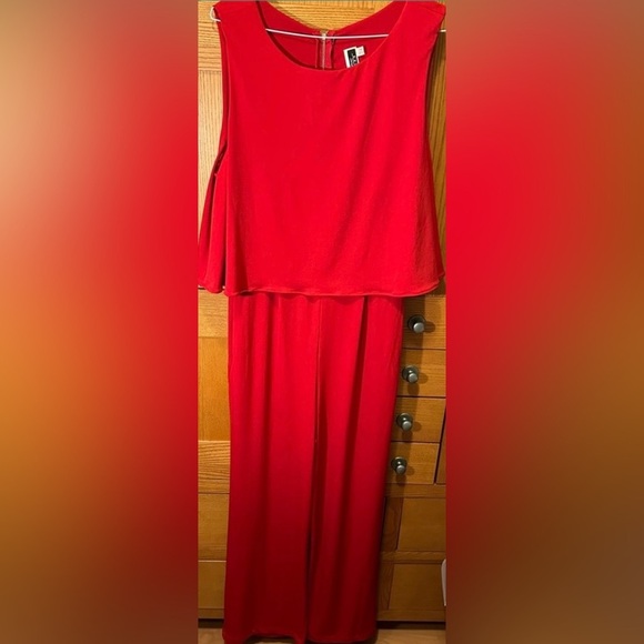Julian Taylor Pants - Julian Taylor Red Layered Wide Leg Jumpsuit | Size 14
